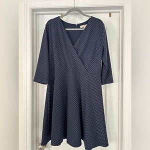 LOFT Plus Blue Wrap Swing Dress 16 Plus NWT